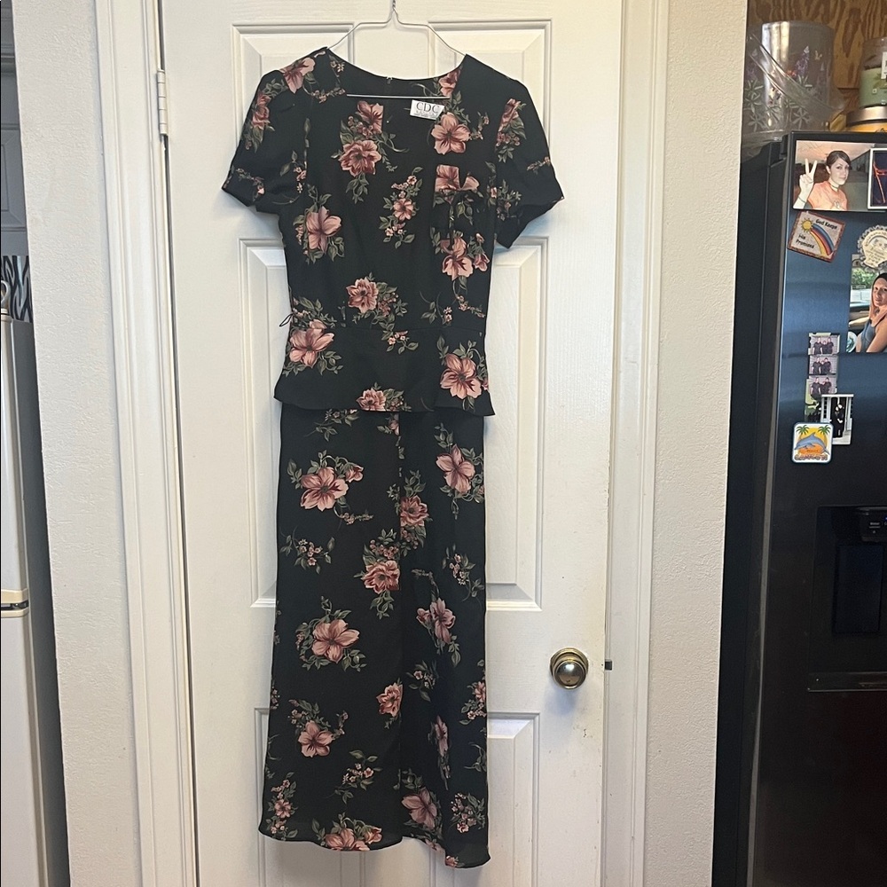 CDC VINTAGE floral peplum Maxi Dress 8